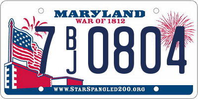 MD license plate 7BJ0804