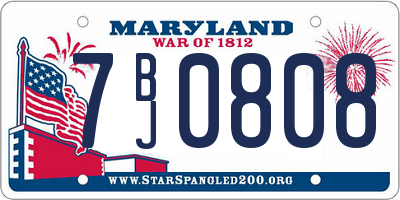MD license plate 7BJ0808