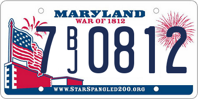 MD license plate 7BJ0812