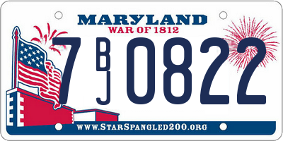 MD license plate 7BJ0822