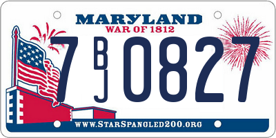 MD license plate 7BJ0827