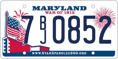 MD license plate 7BJ0852