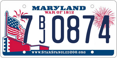 MD license plate 7BJ0874