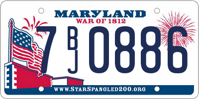 MD license plate 7BJ0886