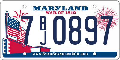 MD license plate 7BJ0897