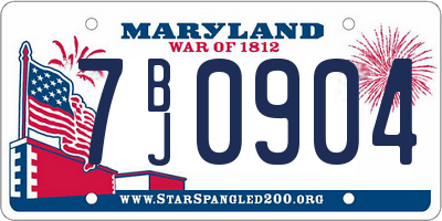 MD license plate 7BJ0904
