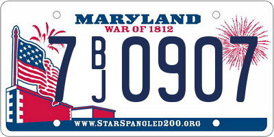 MD license plate 7BJ0907