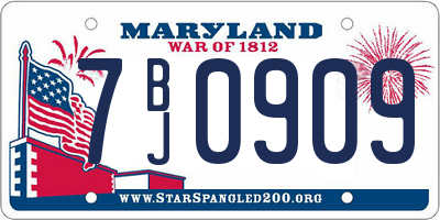 MD license plate 7BJ0909