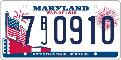 MD license plate 7BJ0910