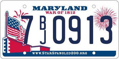 MD license plate 7BJ0913