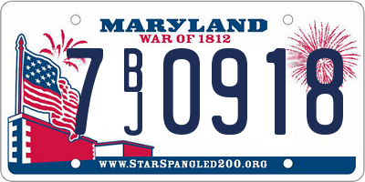 MD license plate 7BJ0918