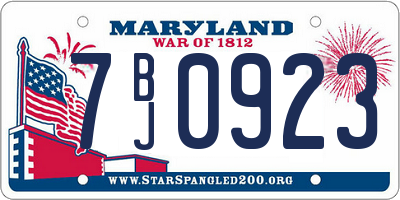MD license plate 7BJ0923