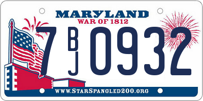 MD license plate 7BJ0932
