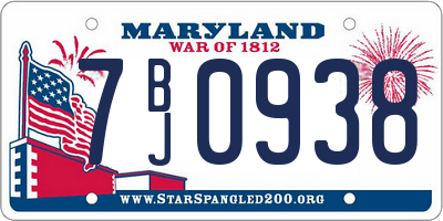 MD license plate 7BJ0938