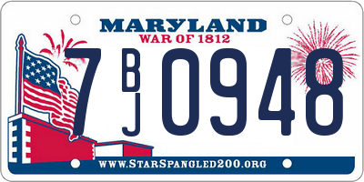 MD license plate 7BJ0948