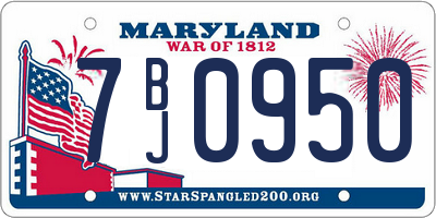 MD license plate 7BJ0950