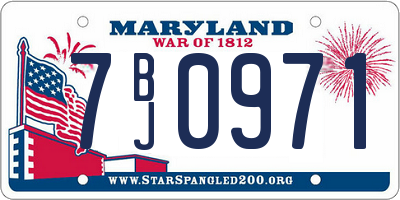 MD license plate 7BJ0971