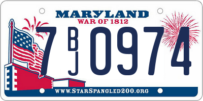 MD license plate 7BJ0974