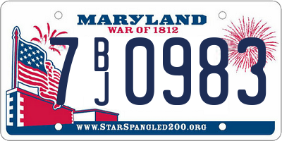 MD license plate 7BJ0983