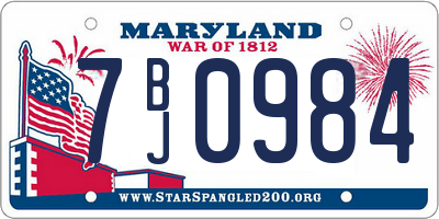 MD license plate 7BJ0984