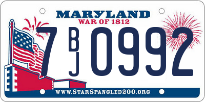 MD license plate 7BJ0992