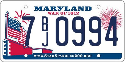 MD license plate 7BJ0994