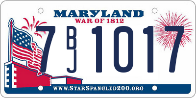 MD license plate 7BJ1017