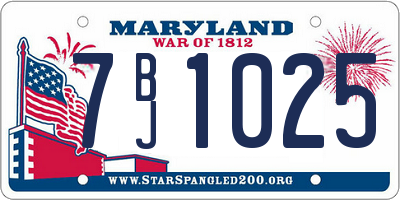 MD license plate 7BJ1025