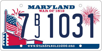 MD license plate 7BJ1031