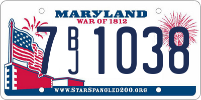 MD license plate 7BJ1038