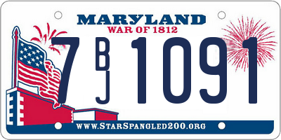 MD license plate 7BJ1091