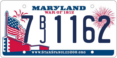 MD license plate 7BJ1162