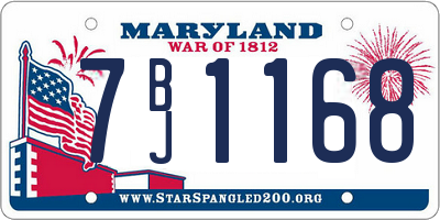 MD license plate 7BJ1168
