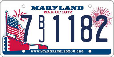 MD license plate 7BJ1182
