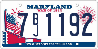 MD license plate 7BJ1192