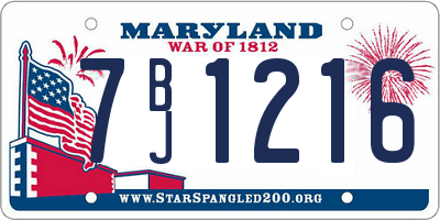 MD license plate 7BJ1216