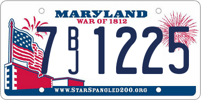 MD license plate 7BJ1225