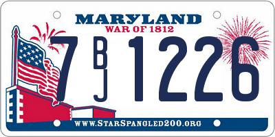 MD license plate 7BJ1226
