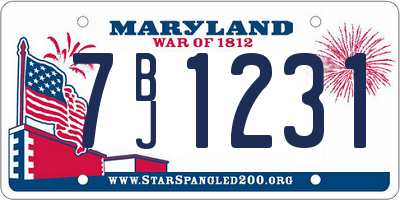 MD license plate 7BJ1231