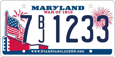 MD license plate 7BJ1233