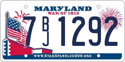 MD license plate 7BJ1292