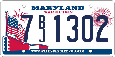 MD license plate 7BJ1302