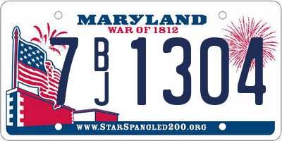 MD license plate 7BJ1304