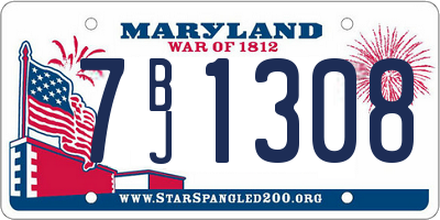 MD license plate 7BJ1308