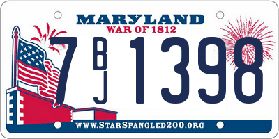 MD license plate 7BJ1398