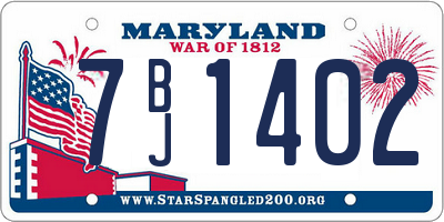 MD license plate 7BJ1402