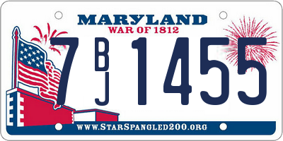 MD license plate 7BJ1455