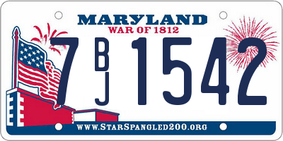 MD license plate 7BJ1542