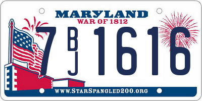 MD license plate 7BJ1616