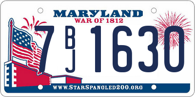 MD license plate 7BJ1630